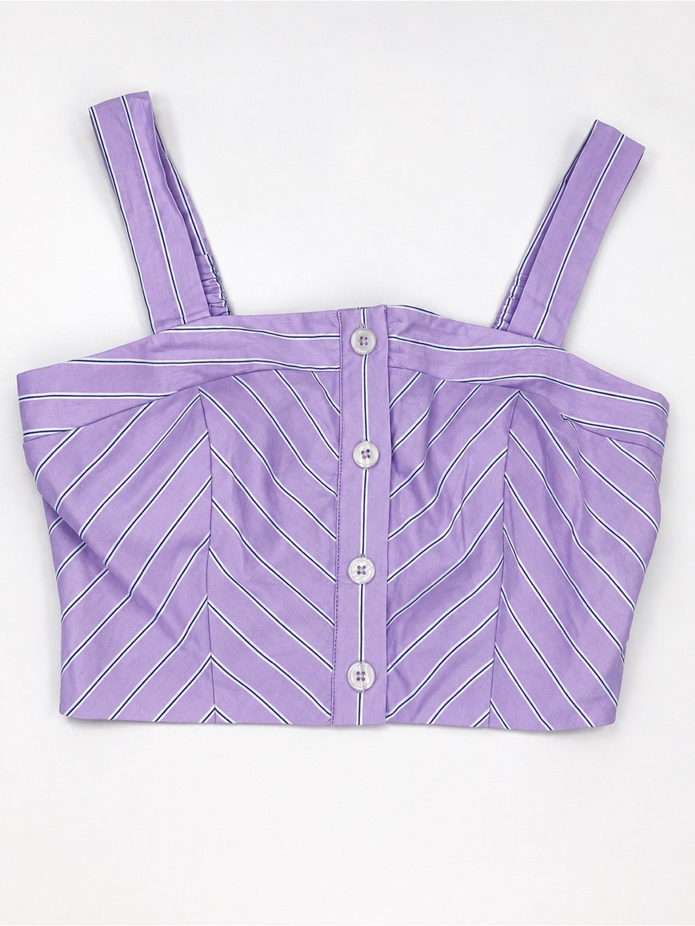 Striped Lavender Button-Front Crop Tank